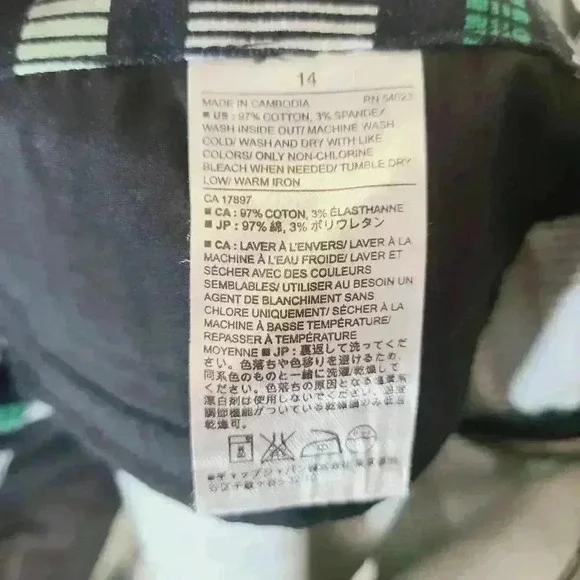 Banana Republic Shorts Womens Size 14 Black Green Striped Chino Casual Preppy - Picture 5 of 8